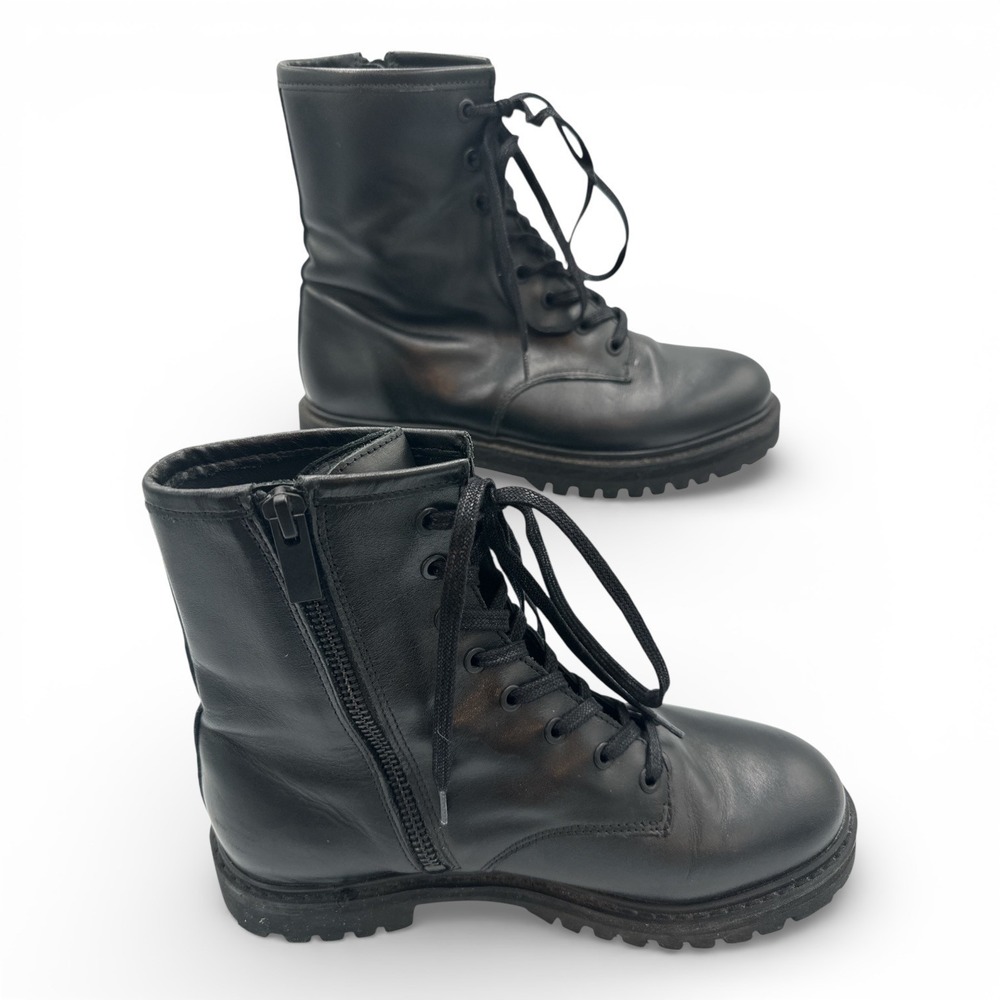 !!‎ SOLD !! Thursday Everyday Combat Boot Black Leather Zip Women 7